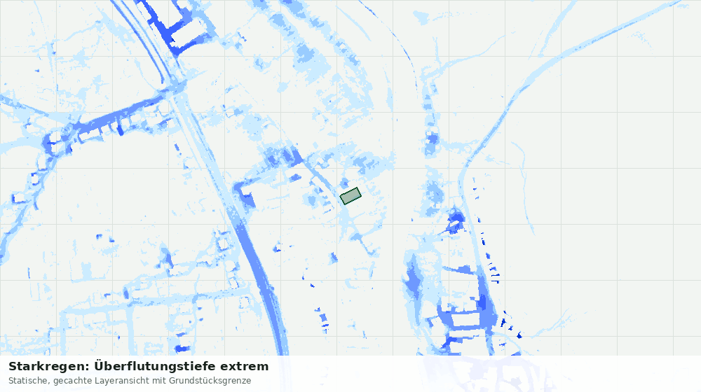 Statische Kartenansicht: Starkregen: Überflutungstiefe extrem