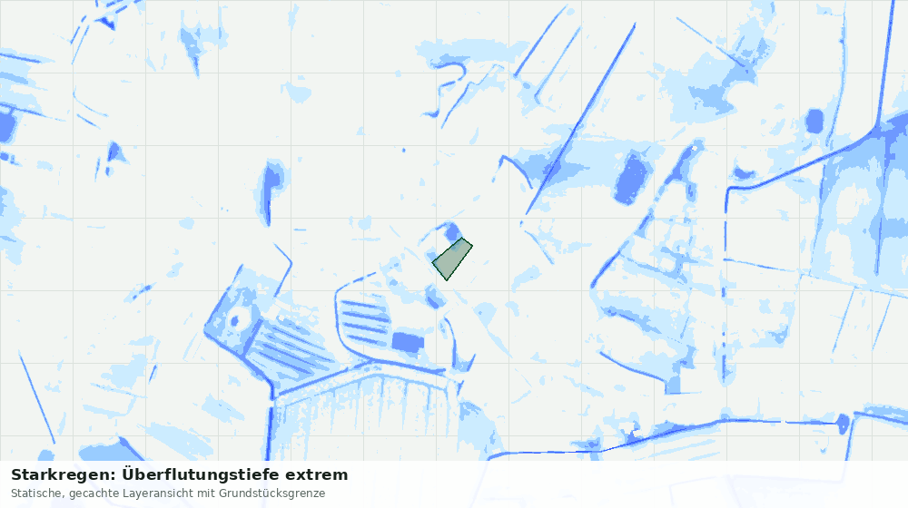 Statische Kartenansicht: Starkregen: Überflutungstiefe extrem