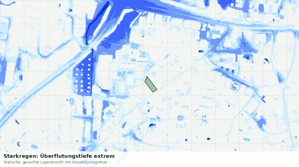 Statische Kartenansicht: Starkregen: Überflutungstiefe extrem