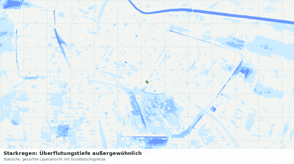 Statische Kartenansicht: Starkregen: Überflutungstiefe außergewöhnlich