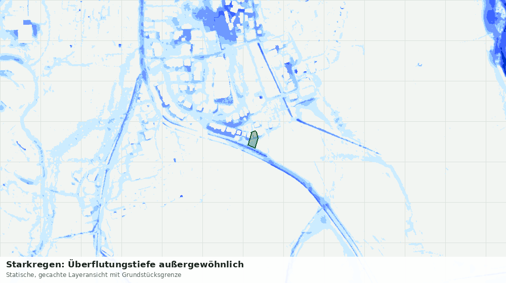 Statische Kartenansicht: Starkregen: Überflutungstiefe außergewöhnlich
