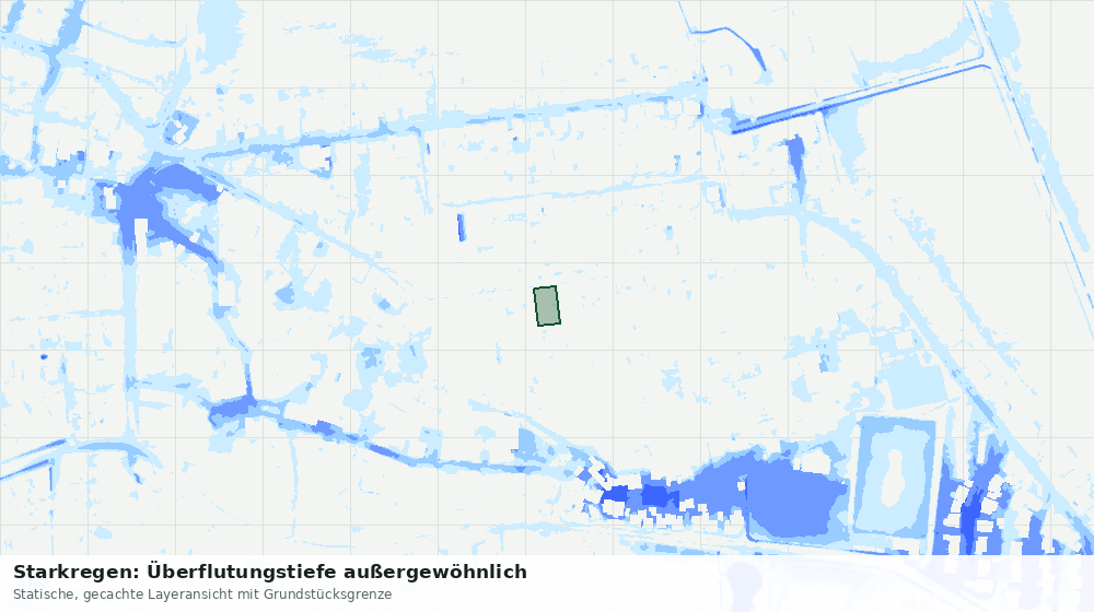 Statische Kartenansicht: Starkregen: Überflutungstiefe außergewöhnlich