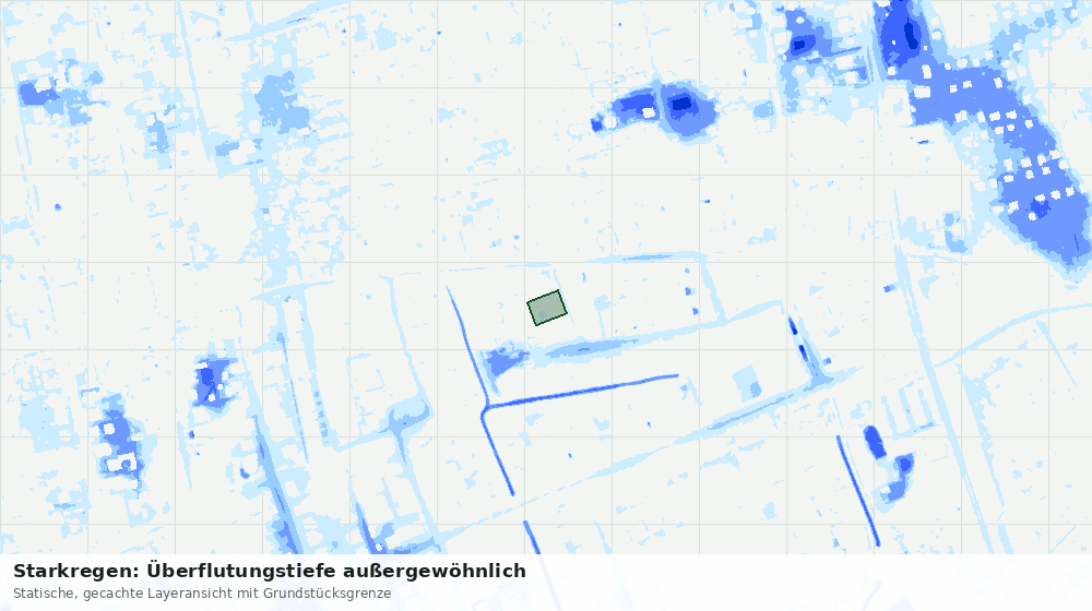 Statische Kartenansicht: Starkregen: Überflutungstiefe außergewöhnlich