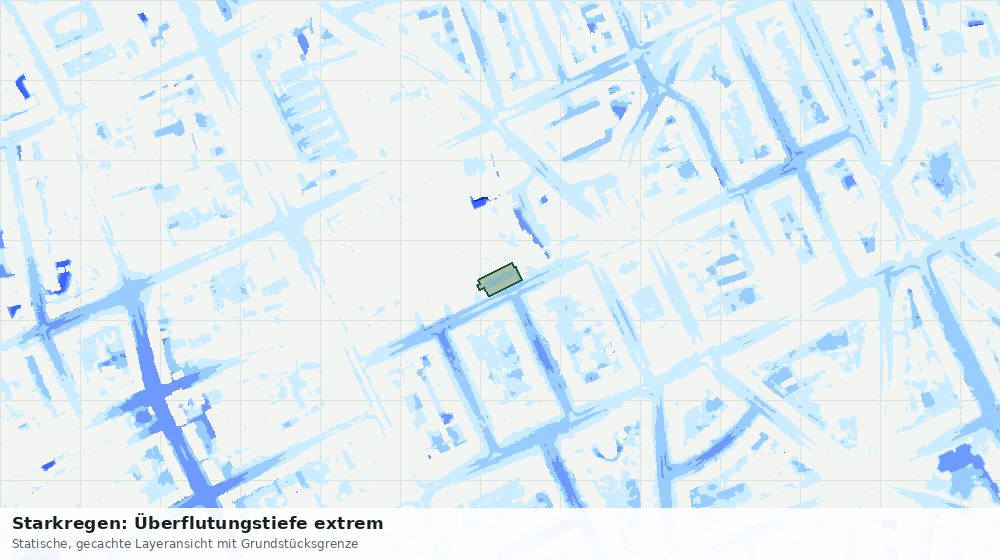 Statische Kartenansicht: Starkregen: Überflutungstiefe extrem