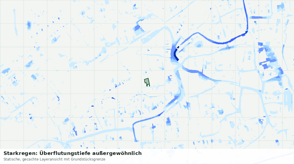Statische Kartenansicht: Starkregen: Überflutungstiefe außergewöhnlich