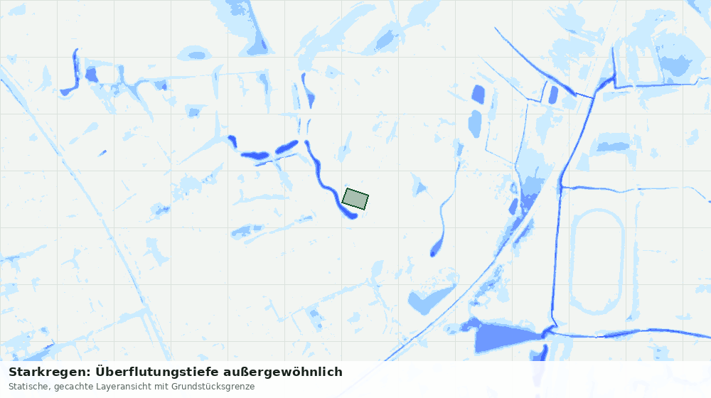 Statische Kartenansicht: Starkregen: Überflutungstiefe außergewöhnlich
