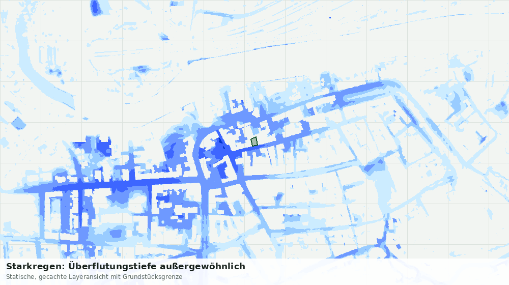 Statische Kartenansicht: Starkregen: Überflutungstiefe außergewöhnlich