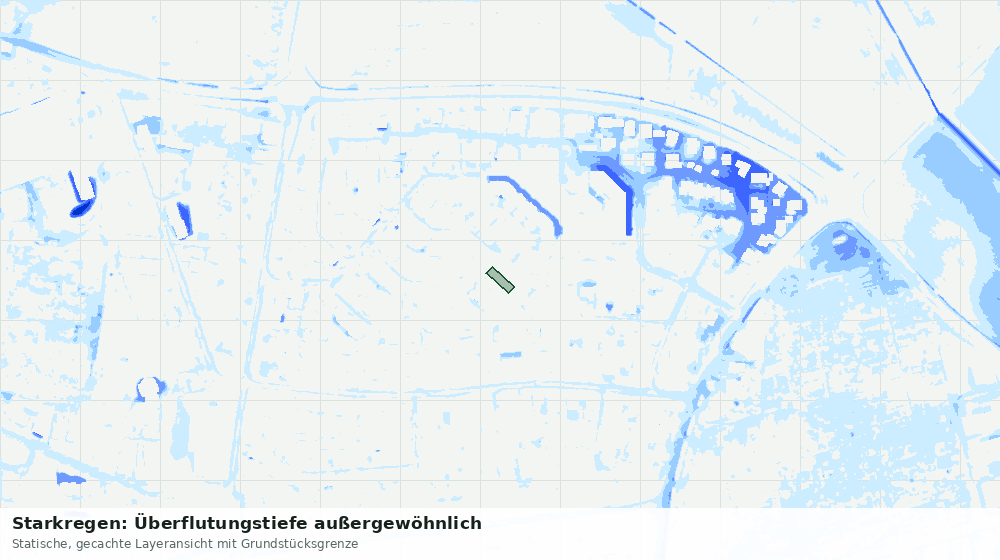 Statische Kartenansicht: Starkregen: Überflutungstiefe außergewöhnlich