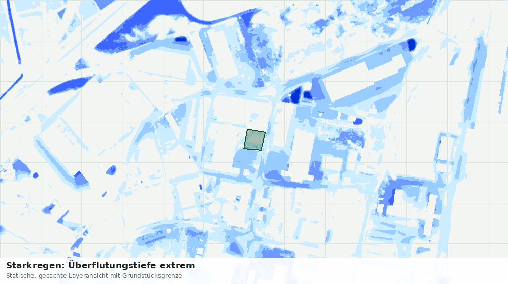 Statische Kartenansicht: Starkregen: Überflutungstiefe extrem