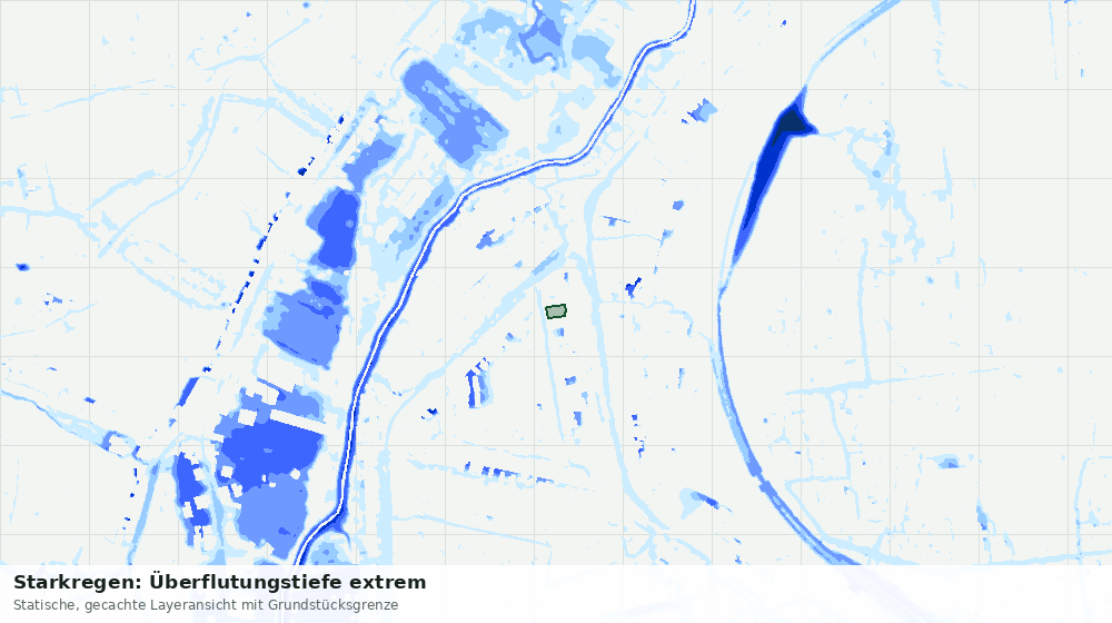 Statische Kartenansicht: Starkregen: Überflutungstiefe extrem