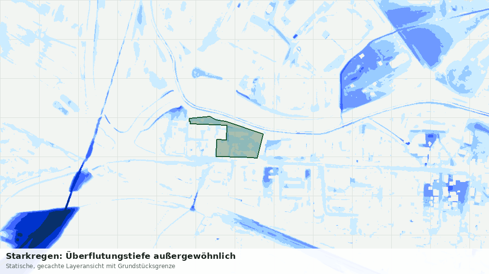 Statische Kartenansicht: Starkregen: Überflutungstiefe außergewöhnlich
