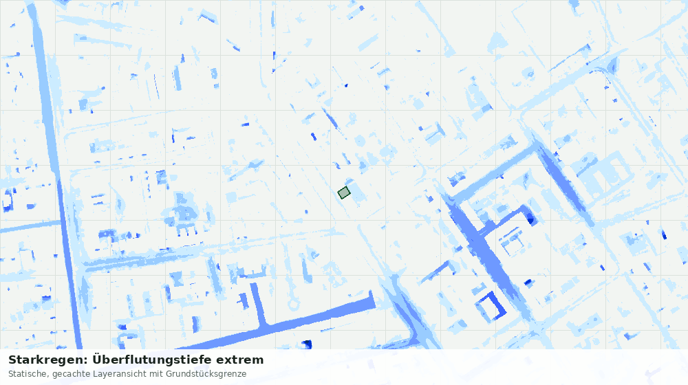 Statische Kartenansicht: Starkregen: Überflutungstiefe extrem