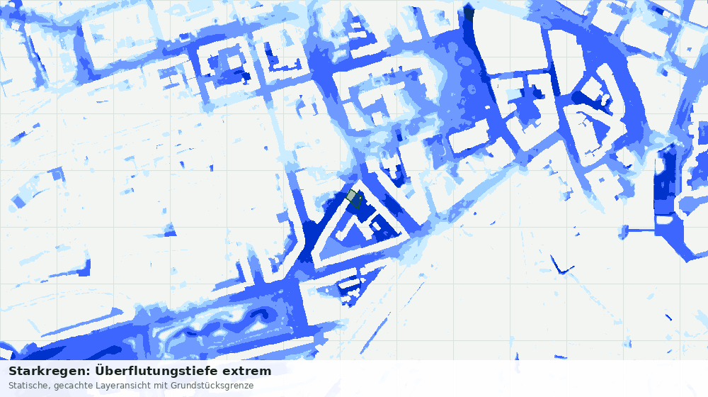 Statische Kartenansicht: Starkregen: Überflutungstiefe extrem