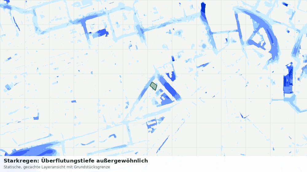 Statische Kartenansicht: Starkregen: Überflutungstiefe außergewöhnlich