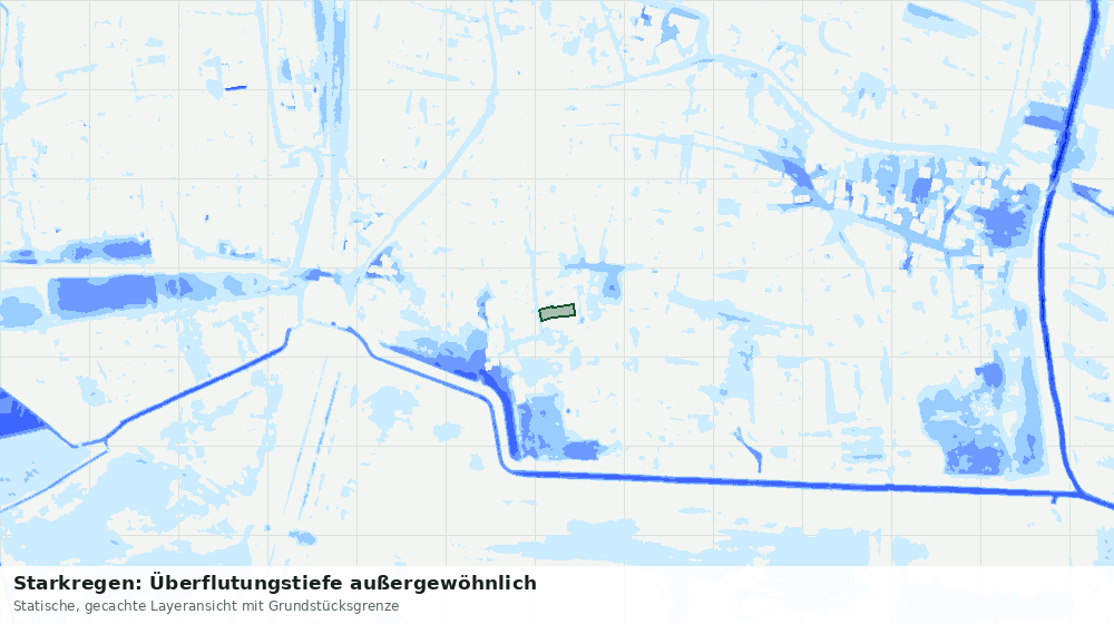 Statische Kartenansicht: Starkregen: Überflutungstiefe außergewöhnlich