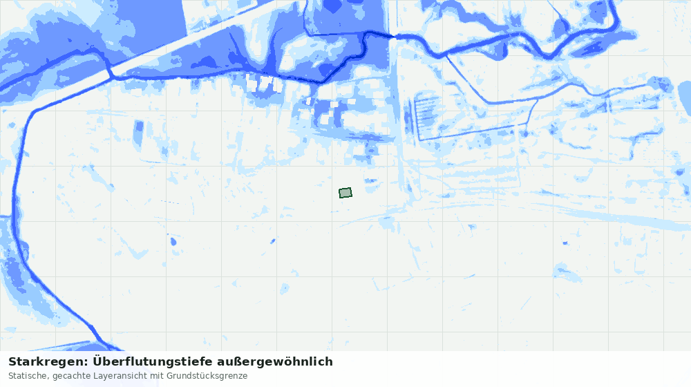 Statische Kartenansicht: Starkregen: Überflutungstiefe außergewöhnlich