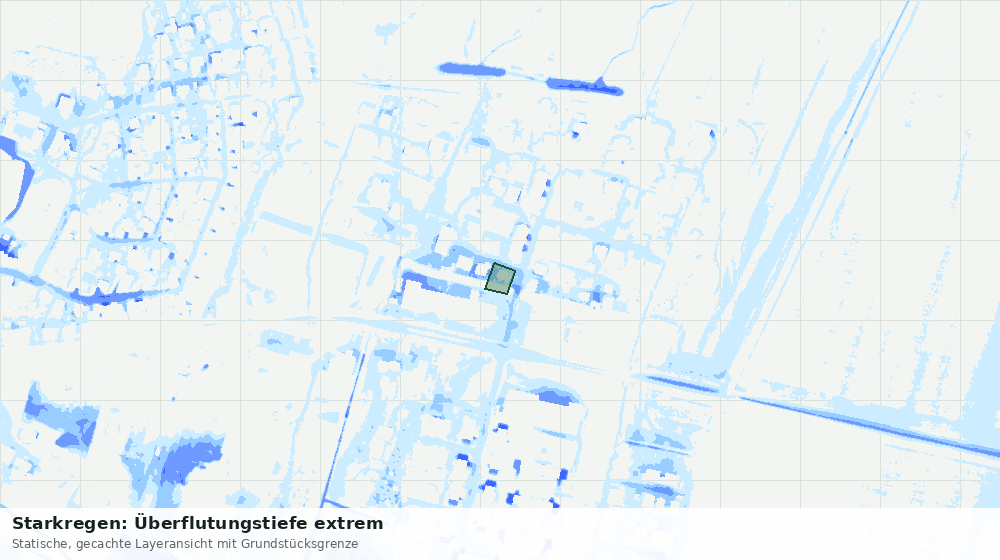 Statische Kartenansicht: Starkregen: Überflutungstiefe extrem