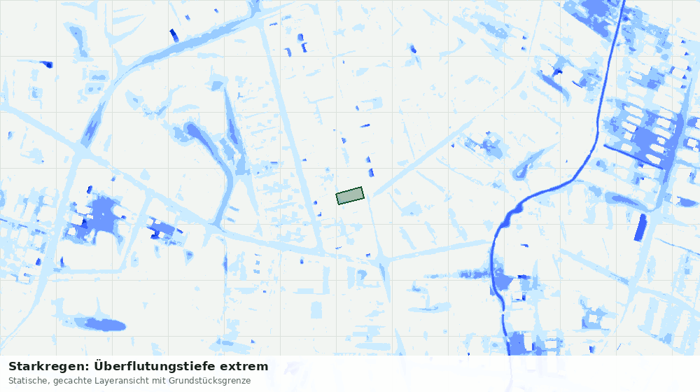 Statische Kartenansicht: Starkregen: Überflutungstiefe extrem