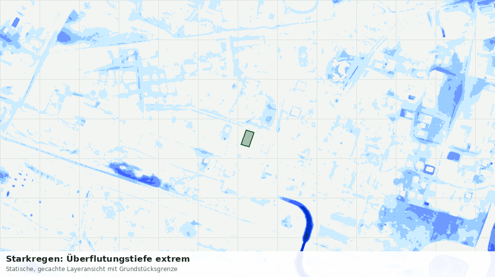 Statische Kartenansicht: Starkregen: Überflutungstiefe extrem