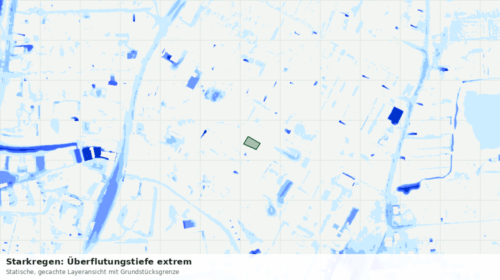 Statische Kartenansicht: Starkregen: Überflutungstiefe extrem
