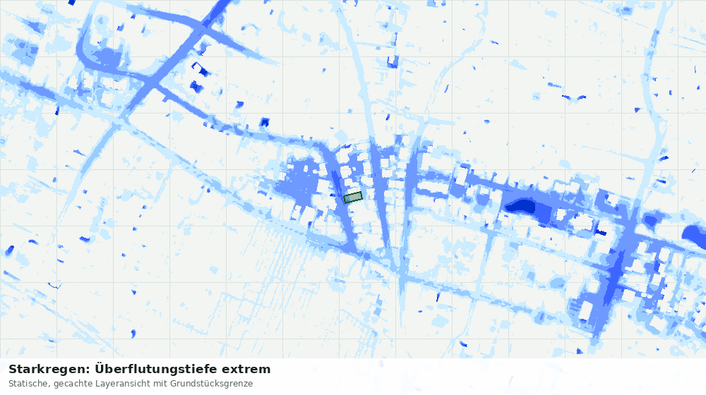 Statische Kartenansicht: Starkregen: Überflutungstiefe extrem