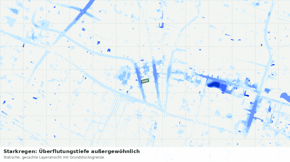Statische Kartenansicht: Starkregen: Überflutungstiefe außergewöhnlich