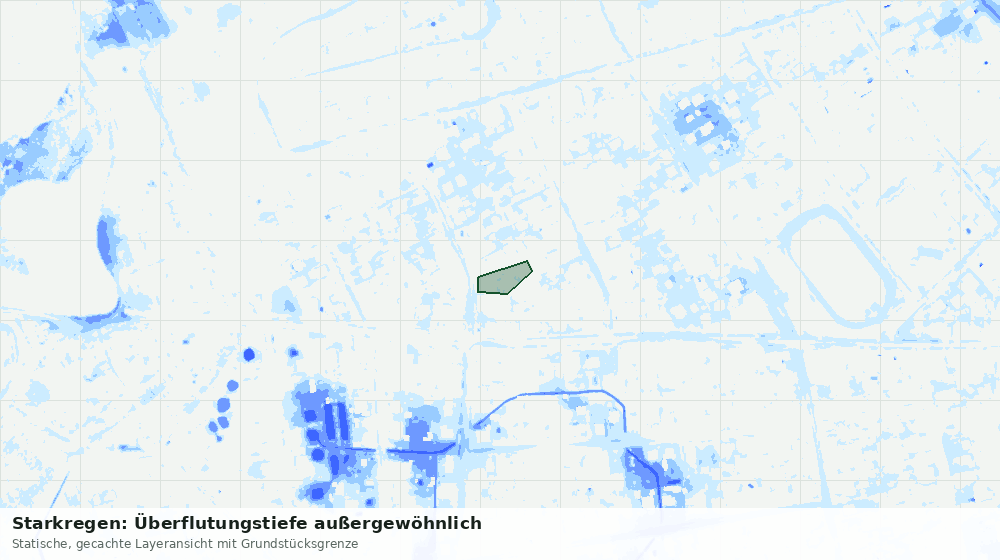 Statische Kartenansicht: Starkregen: Überflutungstiefe außergewöhnlich