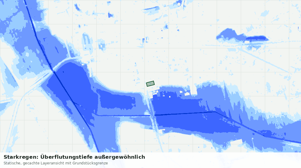 Statische Kartenansicht: Starkregen: Überflutungstiefe außergewöhnlich