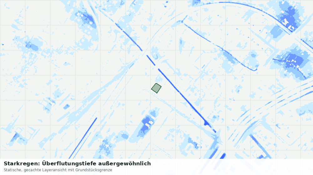 Statische Kartenansicht: Starkregen: Überflutungstiefe außergewöhnlich