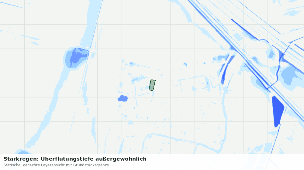 Statische Kartenansicht: Starkregen: Überflutungstiefe außergewöhnlich