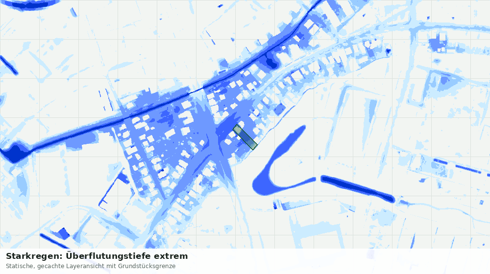 Statische Kartenansicht: Starkregen: Überflutungstiefe extrem