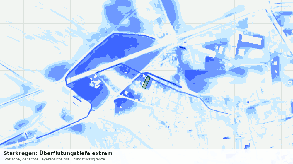 Statische Kartenansicht: Starkregen: Überflutungstiefe extrem
