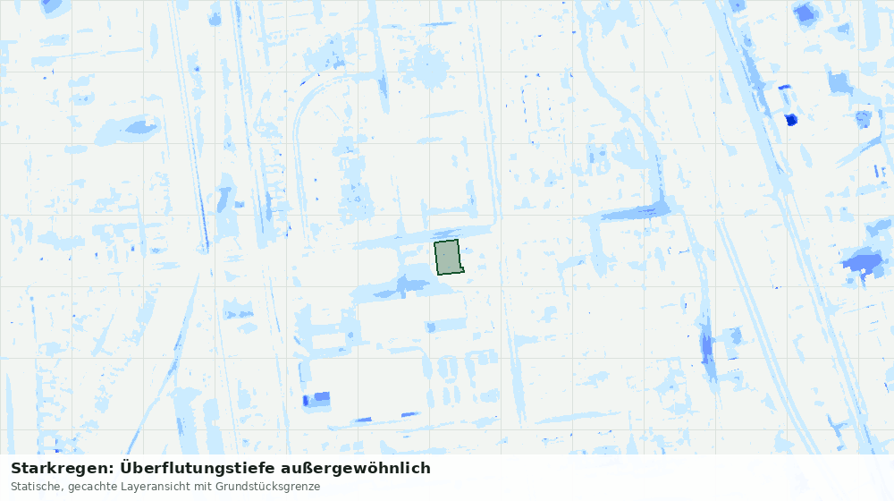 Statische Kartenansicht: Starkregen: Überflutungstiefe außergewöhnlich
