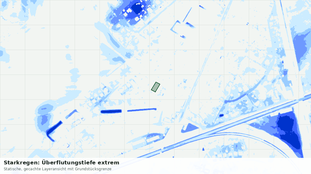 Statische Kartenansicht: Starkregen: Überflutungstiefe extrem