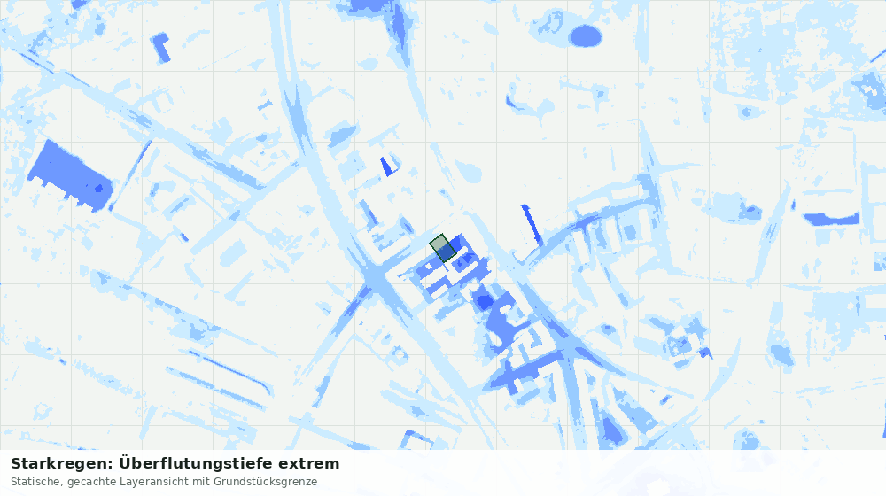 Statische Kartenansicht: Starkregen: Überflutungstiefe extrem