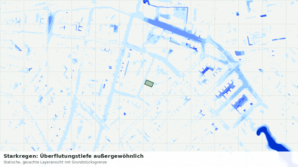 Statische Kartenansicht: Starkregen: Überflutungstiefe außergewöhnlich