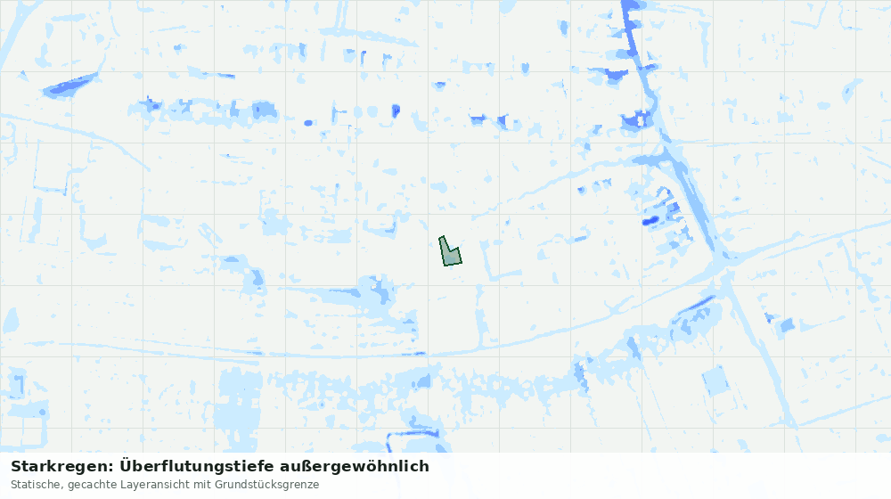 Statische Kartenansicht: Starkregen: Überflutungstiefe außergewöhnlich