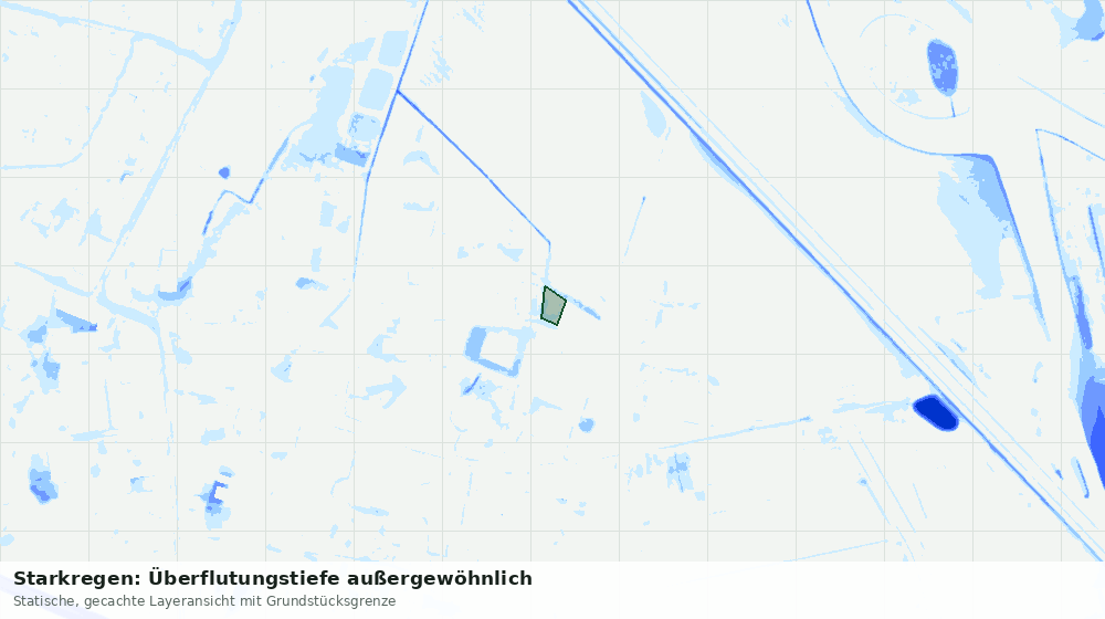 Statische Kartenansicht: Starkregen: Überflutungstiefe außergewöhnlich