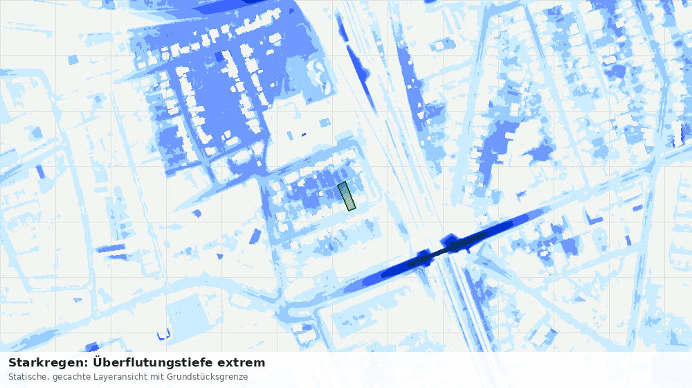 Statische Kartenansicht: Starkregen: Überflutungstiefe extrem