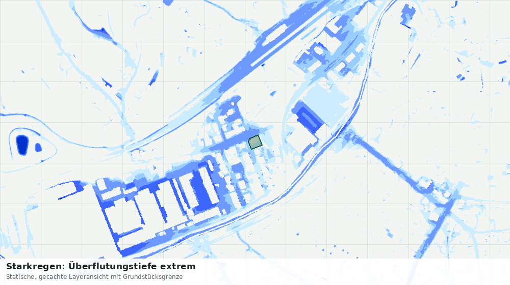 Statische Kartenansicht: Starkregen: Überflutungstiefe extrem
