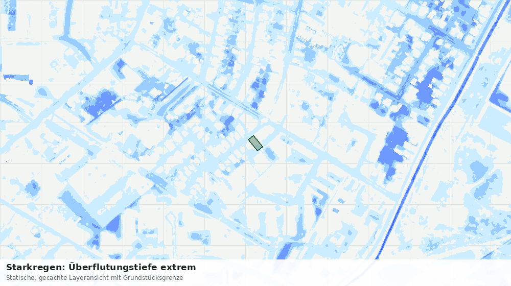 Statische Kartenansicht: Starkregen: Überflutungstiefe extrem
