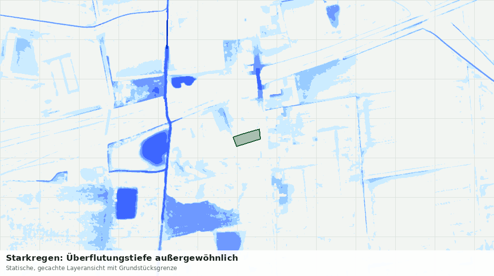 Statische Kartenansicht: Starkregen: Überflutungstiefe außergewöhnlich