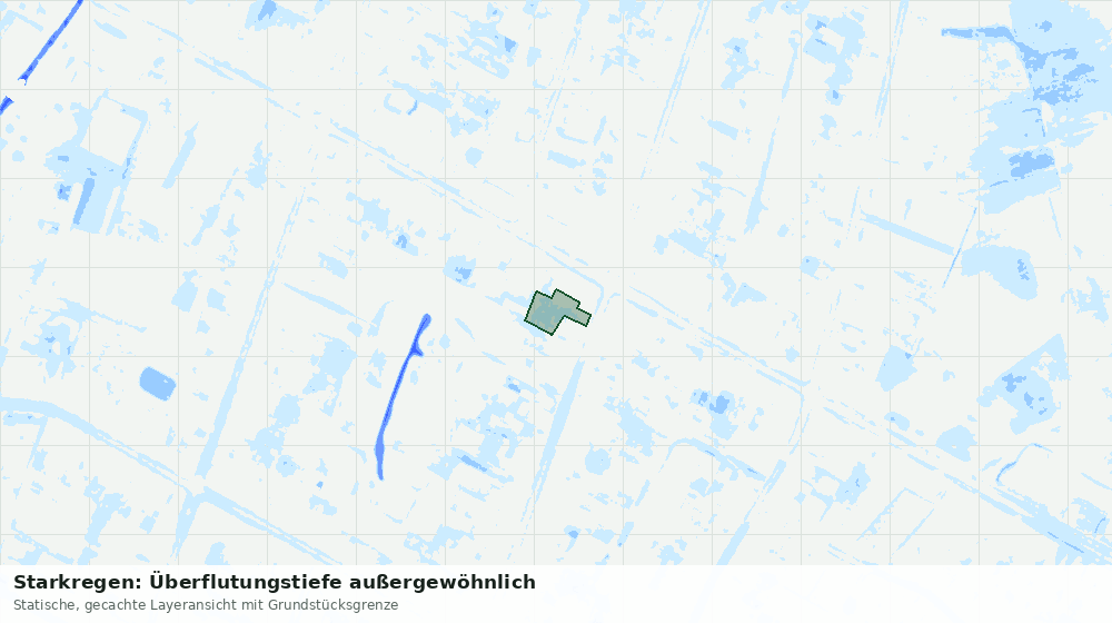 Statische Kartenansicht: Starkregen: Überflutungstiefe außergewöhnlich