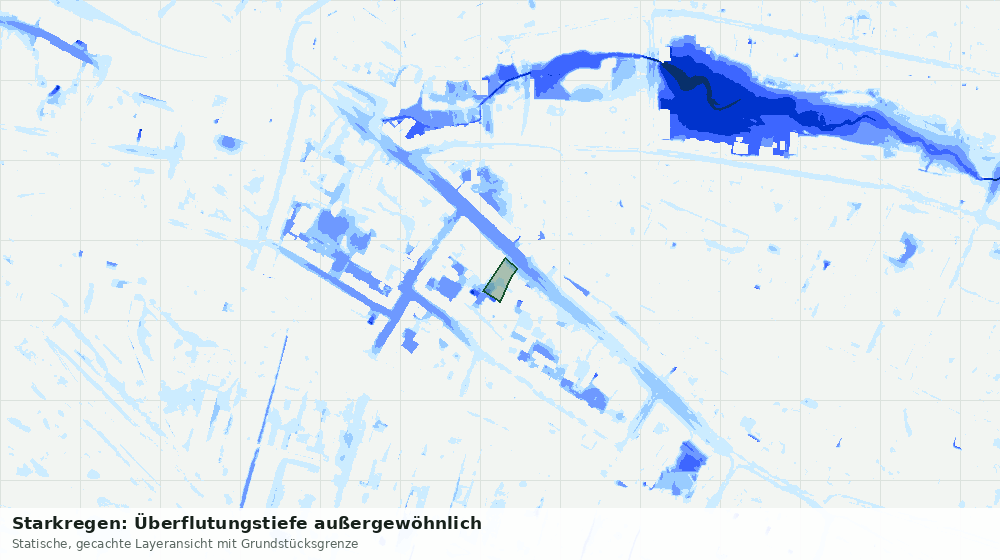 Statische Kartenansicht: Starkregen: Überflutungstiefe außergewöhnlich