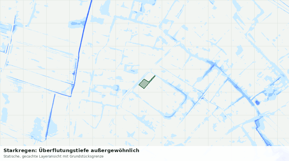 Statische Kartenansicht: Starkregen: Überflutungstiefe außergewöhnlich