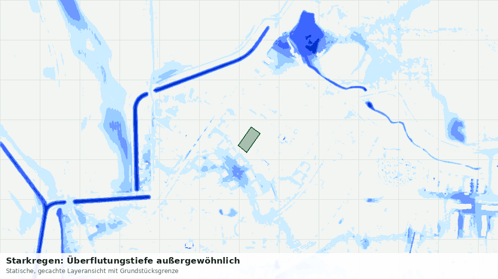 Statische Kartenansicht: Starkregen: Überflutungstiefe außergewöhnlich