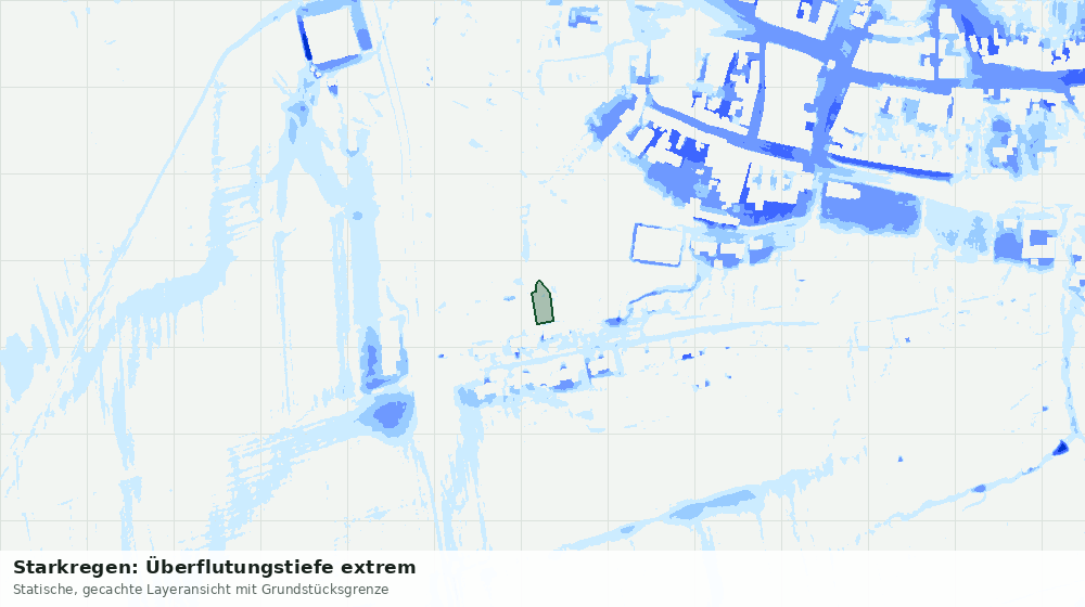 Statische Kartenansicht: Starkregen: Überflutungstiefe extrem