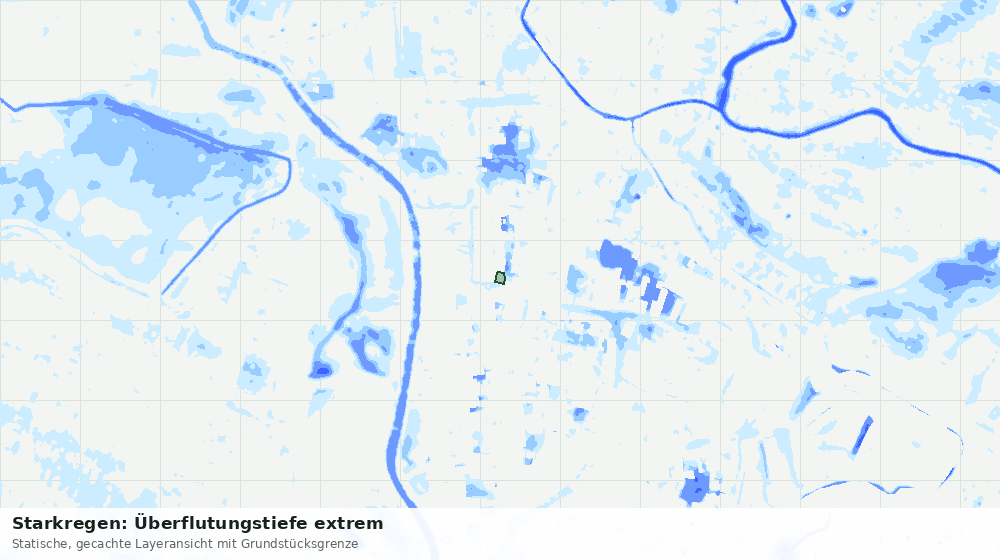 Statische Kartenansicht: Starkregen: Überflutungstiefe extrem