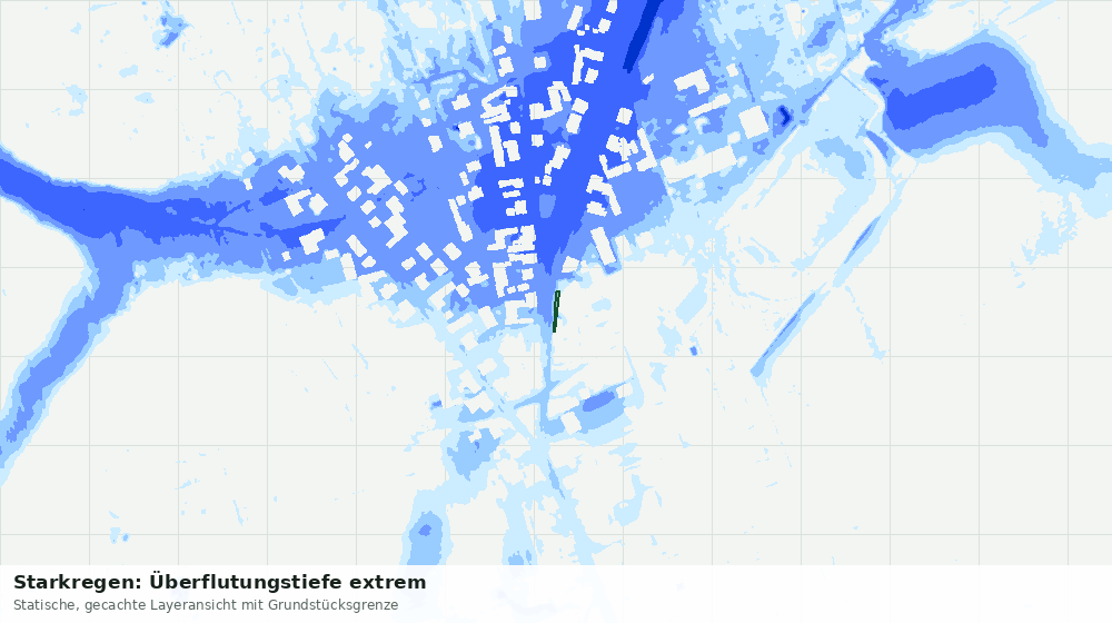 Statische Kartenansicht: Starkregen: Überflutungstiefe extrem