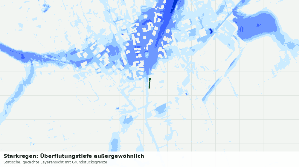 Statische Kartenansicht: Starkregen: Überflutungstiefe außergewöhnlich